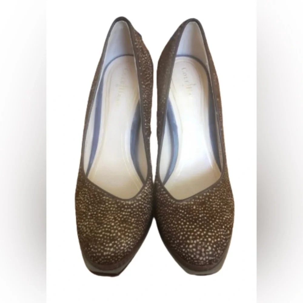 Cole Haan leoprd prnt pony hair dble platform 4.5” patent heels SZ 6.5 Mobwife - Picture 4 of 10